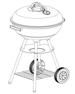 Barbacoa carbon redonda con ruedas 53,5x46x75cm natuur