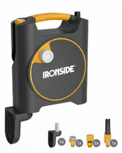 Enrollador manguera mini con manguera 10m, 266 x 148 x 440 mm ironside garden