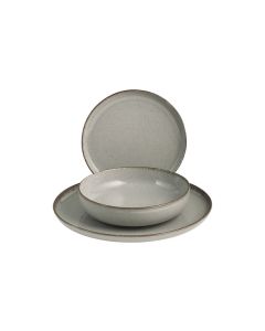 Vajilla 12 pzas porcelana pearl gris h&h