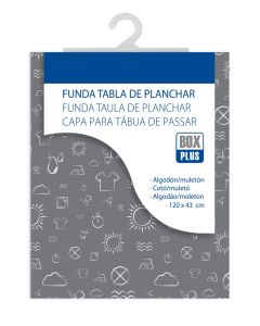 Funda tabla planchar 120 x 43cm algodon muleton box plus