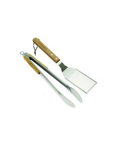 Espatula + pinza universal mango madera campingaz