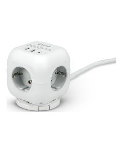 Ladron kubo 3 tomas + 2 usba + usb-c pd20w blanco garza