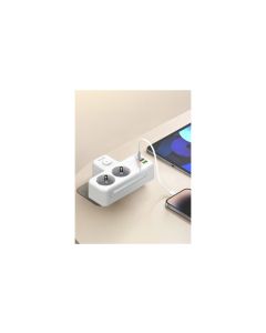 Ladron con int. 2 tomas + 2usb a + usb c 20w blanco con luz nocturna garza