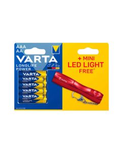 Pila alcalina long life pack 4 lr03 aaa+4 lr6aa +linterna varta
