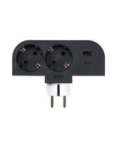 Adaptador giratorio 2 tomas usba+usbc blanco 30w simon