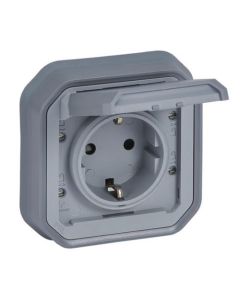 Base schuko empotrar gris ip55 new plexo legrand