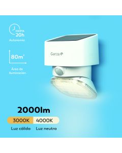 Aplique solar atlas blanco 2000lm cct ip54 garza