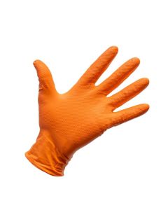 Guante nitrilo diamantado flocado sahara naranja 50un talla s mundo guante