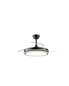 Ventilador techo con plafon aspas retractiles 20w negro cristalrecord