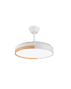 Ventilador de techo aspas retractiles 30w 105cm blanco y madera cristalrecord