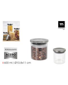Bote borosilicato tapa acero 600ml la mediterranea