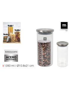 Bote borosilicato tapa acero 1350ml la mediterranea
