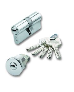 Cilindro seguridad ds10 leva larga 30-30 mm, cromo mate, 5 llaves ezcurra