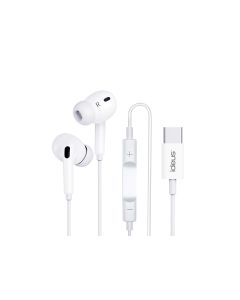 Ariculares manos libres con cable y conector tipo c con almohadillas y estuche blanco ideus
