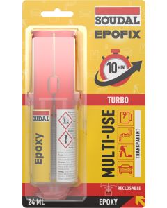 Adhesivo instantaneo epoxi bicomponente 24 ml transparente soudal