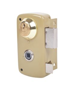 Cerradura sobreponer picaporte y palanca izquierda accionable mediante manivela 60x33mm hierro esmaltado 5056bhe60i lince 5056bhe60i