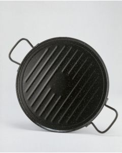 Plancha asar cocina bandeja rayas con asas 46cmø acero esmaltado la ideal 11046