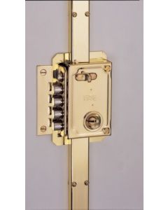 Cerradura seguridad sobreponer picaporte y 4 pasadores izquierda bombillo 50mm 3 puntos cierre pintado fac 11034
