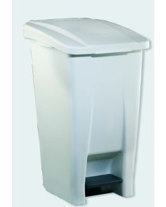 Cubo basura con pedal con tapa 60lt plastico blanco denox