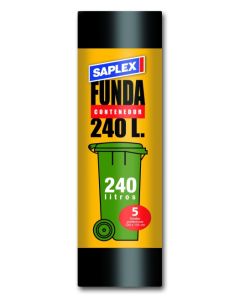 Bolsa basura contenedor 240 lt 120x135 cm 5 pz negro saplex