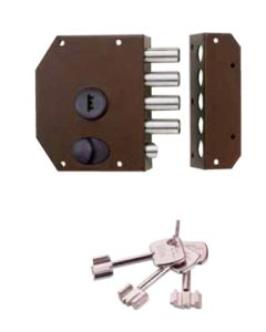 Cerradura seguridad sobreponer 1 punto 50mm izquierda barnizada iseo 911105/sf