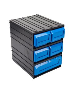 Contenedor ordenacion herramientas 05 cajones 245x291x321mm plastico negro/azul