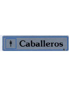 Placa señalizacion autoadhesiva caballeros 175x040mm aluminio plata super-letra