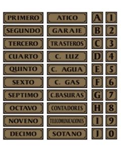 Placa señalizacion autoadhesiva puerta b 090x090mm aluminio oro super-letra sl