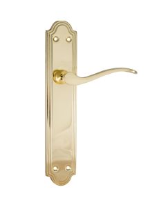 Manivela puerta 1777 placa larga hierro laton pulido 1777 micel