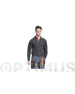 Polo trabajo marga larga un bolsillo l algodon 100% negro/naranja juba