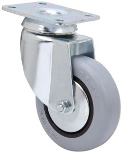Rueda giratoria platina 70x55mm 060kg cojinete liso 080mm goma inyectada negra bandaje gris ruedas alex 1-0180