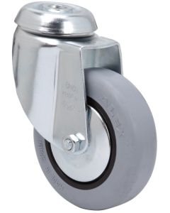 Rueda giratoria agujero pasante 060kg cojinete liso 080mm goma inyectada negra bandaje gris ruedas alex 1-0179