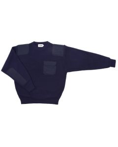 Jersey trabajo termico frio cuello redondo parches-bolsillo l acrilico azul veli