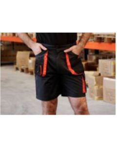 Pantalon trabajo multibolsillo corto l tergal negro/naranja toprange juba