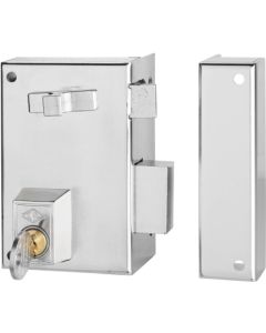 Cerradura sobreponer 56a 72mm entrada 47mm picaporte y palanca derecha tirador interior hierro niquel cvl