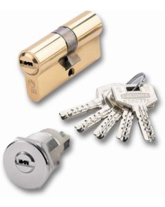 Cilindro seguridad ds10 leva larga 30-30 mm, laton, 5 llaves ezcurra