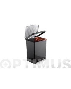 Cubo basura reciclaje con pedal 2 compartimentos 17+08lt plastico negro tatay 73279