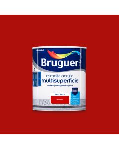 Esmalte acrilico brillante interior, exterior sin olor 750 ml bermellon bruguer
