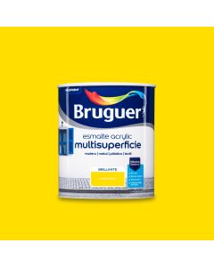 Esmalte acrilico brillante interior, exterior sin olor 750 ml amarillo limon bru