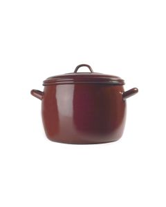 Olla cocina alta con tapa abombada 32cm acero esmaltado teja estrella