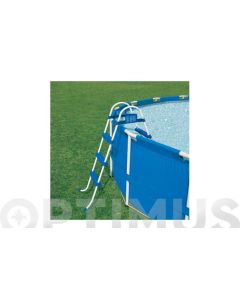 Escalera piscina peldaño plastico 107 cm tubo galvanizado bestway 58330
