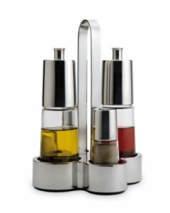 Vinagrera cocina aceitera convoy cristal/acero inoxidable bella bra 4 pz a021205