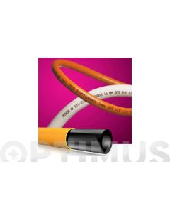 Tubo conduccion gas butano flexible aenor 9x15mm 60mt naranja espiroflex 79190