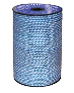 Cuerda fijacion trenzada 05mm 200 mt poliester blanco/azul hyc 5542050200