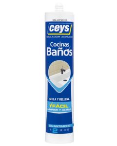 Sellador acrilico antimoho cocina/baño 280 ml blanco ceys