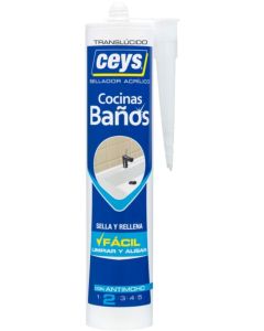 Sellador acrilico antimoho cocina/baño 280 ml transparente ceys