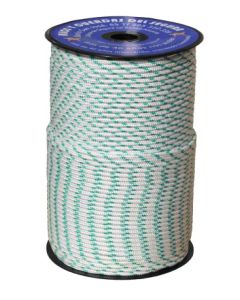 Cuerda fijacion trenzada brillante 05mm 200 mt nylon blanco/verde hyc 5112050200