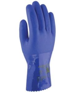 Guante quimico soporte algodon pvc azul super oil 3l pr-806 s t8