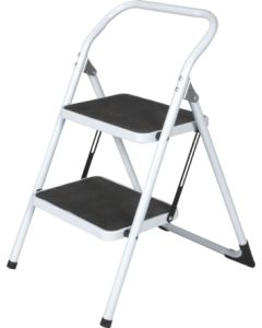 Escalera domestica barandilla baja 2 peldaños 38x26cm 0,47mt acero blanco cody
