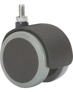 Rueda giratoria doble espiga 08x15mm 050kg 050mm poliuretano negra bandaje gris ruedas alex 1-0644